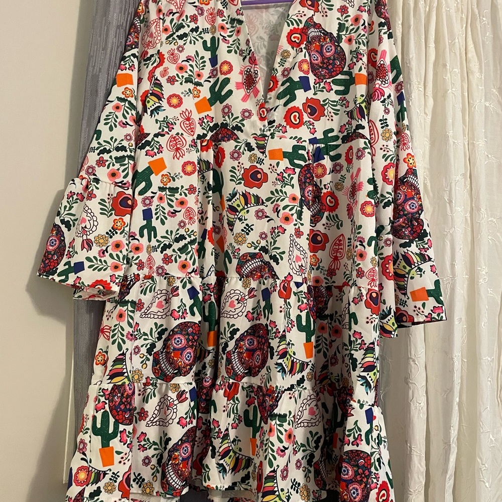 Super cute boutique skull/cactus ruffle dress